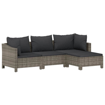 vidaXL Salon de jardin 4 pcs avec coussins Gris Résine tressée