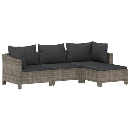 vidaXL Salon de jardin 4 pcs avec coussins Gris Résine tressée