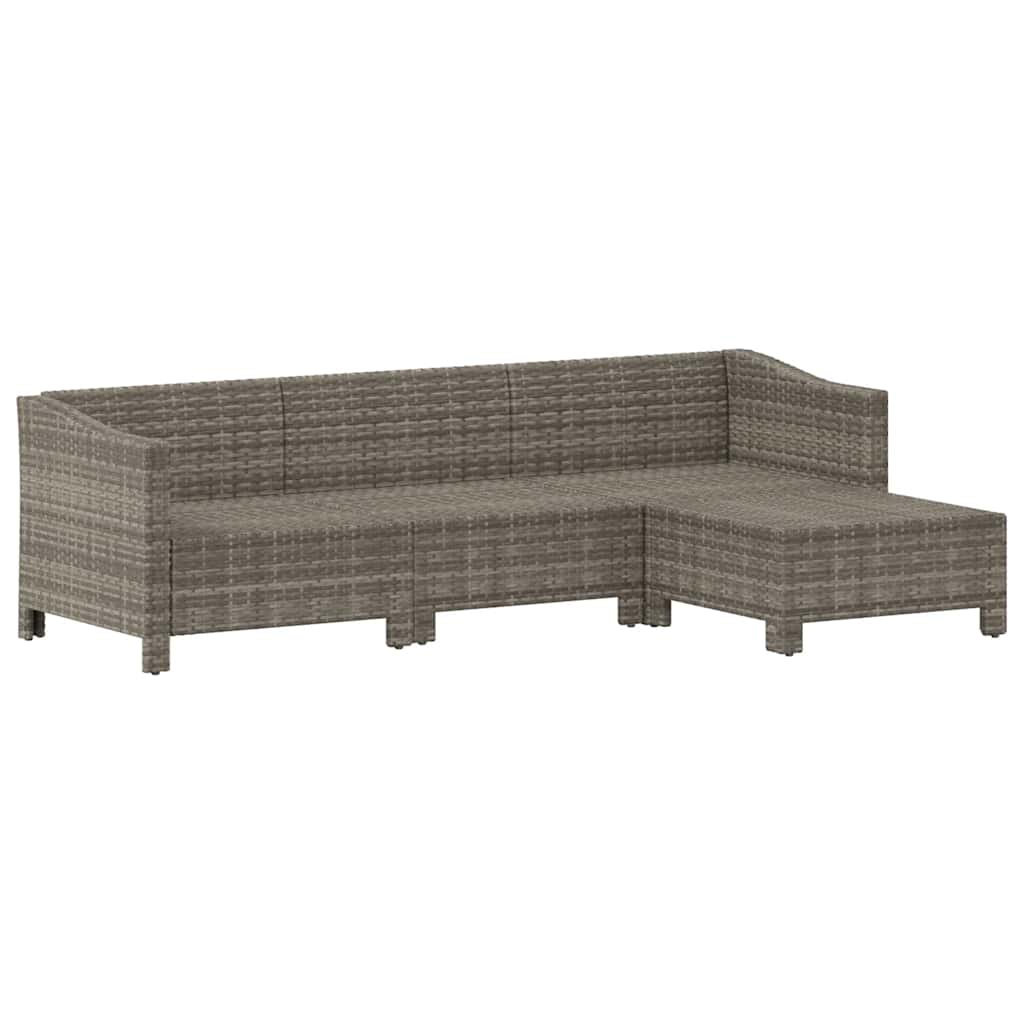 vidaXL Salon de jardin 4 pcs avec coussins Gris Résine tressée