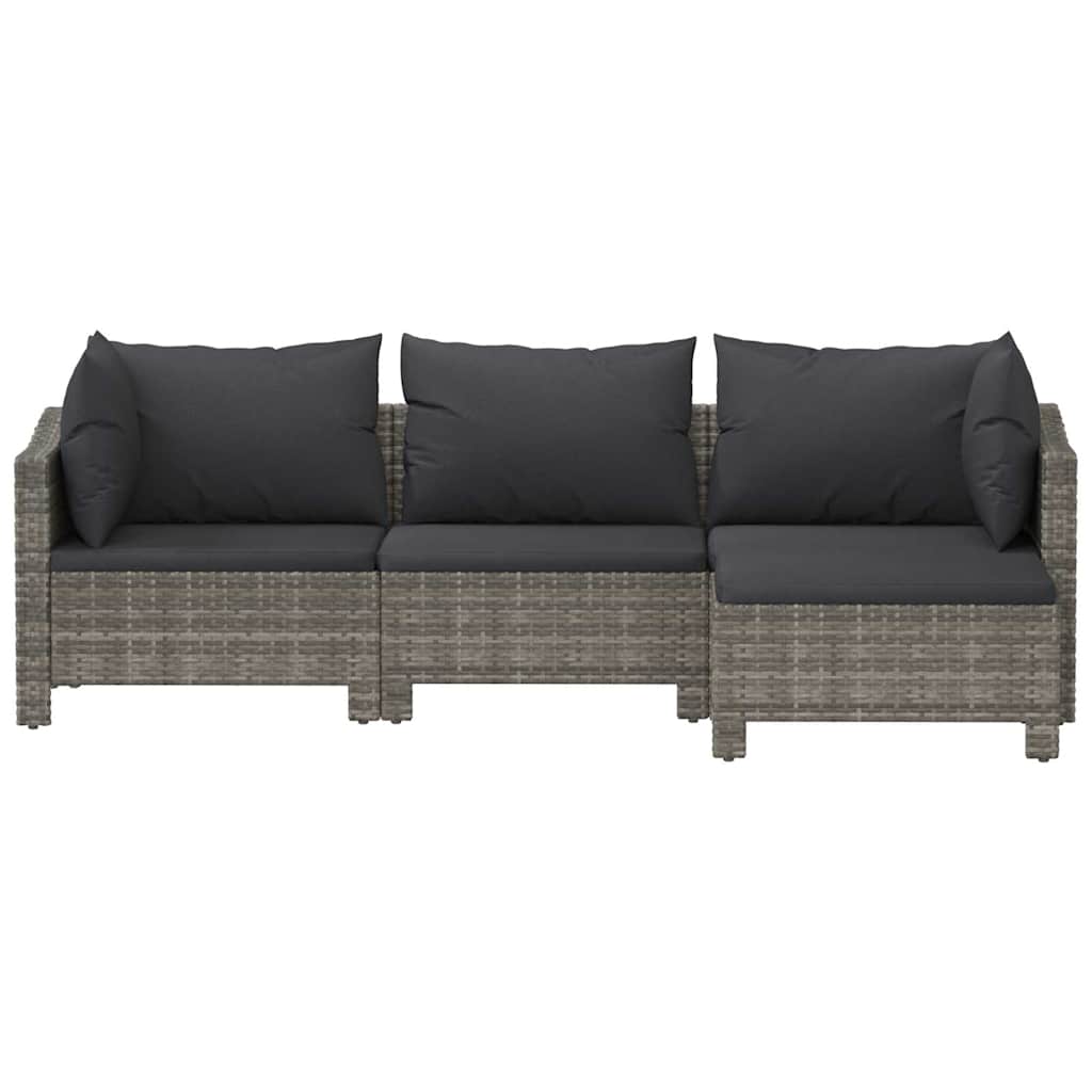 vidaXL Salon de jardin 4 pcs avec coussins Gris Résine tressée