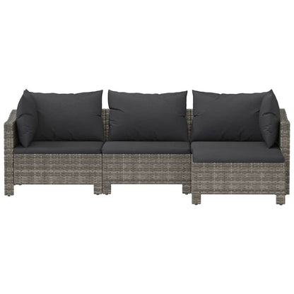vidaXL Salon de jardin 4 pcs avec coussins Gris Résine tressée