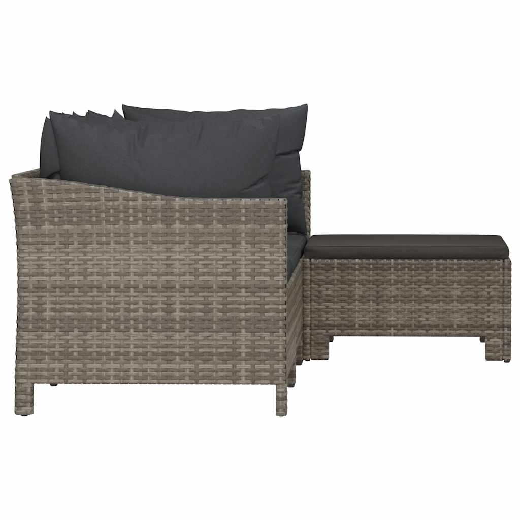 vidaXL Salon de jardin 4 pcs avec coussins Gris Résine tressée