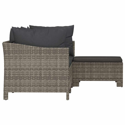vidaXL Salon de jardin 4 pcs avec coussins Gris Résine tressée