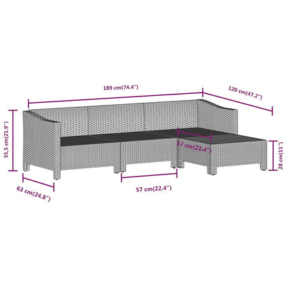 vidaXL Salon de jardin 4 pcs avec coussins Gris Résine tressée