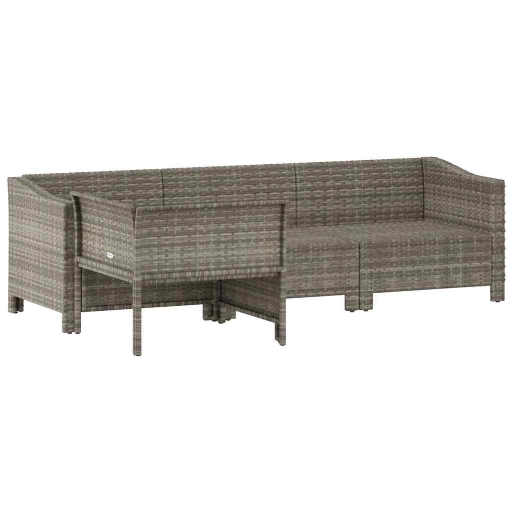 vidaXL Salon de jardin 4 pcs avec coussins Gris Résine tressée