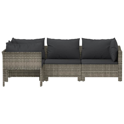 vidaXL Salon de jardin 4 pcs avec coussins Gris Résine tressée