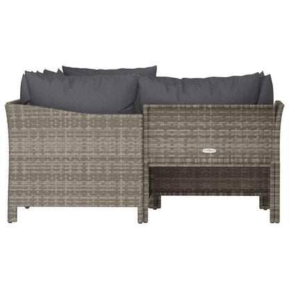 vidaXL Salon de jardin 4 pcs avec coussins Gris Résine tressée