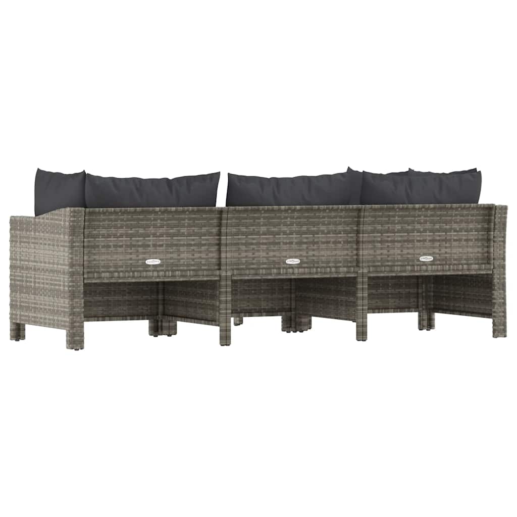 vidaXL Salon de jardin 4 pcs avec coussins Gris Résine tressée