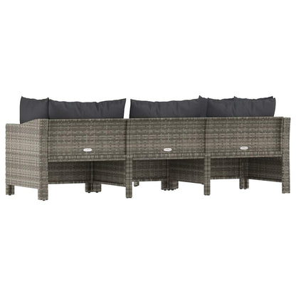 vidaXL Salon de jardin 4 pcs avec coussins Gris Résine tressée