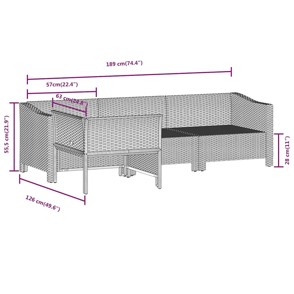 vidaXL Salon de jardin 4 pcs avec coussins Gris Résine tressée