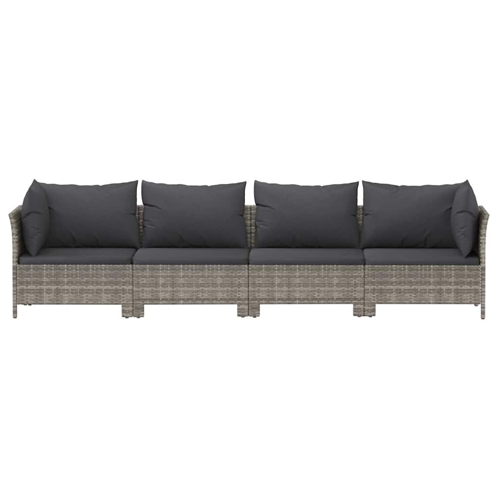 vidaXL Salon de jardin 4 pcs avec coussins Gris Résine tressée