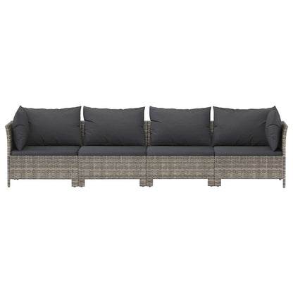 vidaXL Salon de jardin 4 pcs avec coussins Gris Résine tressée