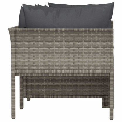 vidaXL Salon de jardin 4 pcs avec coussins Gris Résine tressée