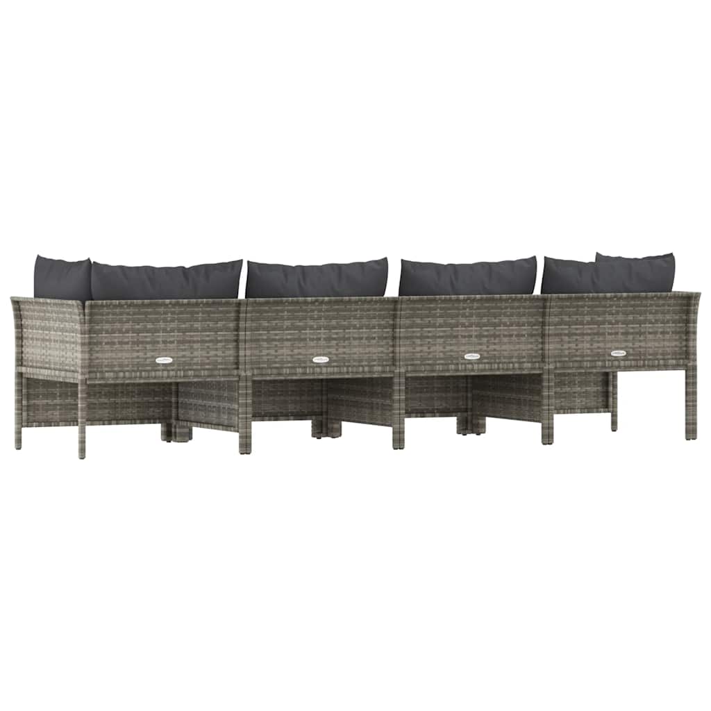 vidaXL Salon de jardin 4 pcs avec coussins Gris Résine tressée