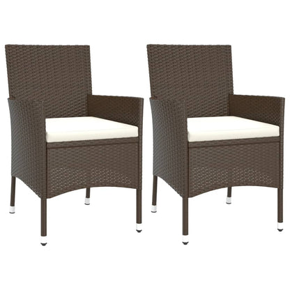 vidaXL Chaises de jardin avec coussins 2 pcs Marron résine tressée