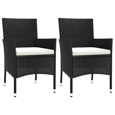vidaXL Gartenstühle mit Kissen 2 Stk. Schwarz Poly Rattan