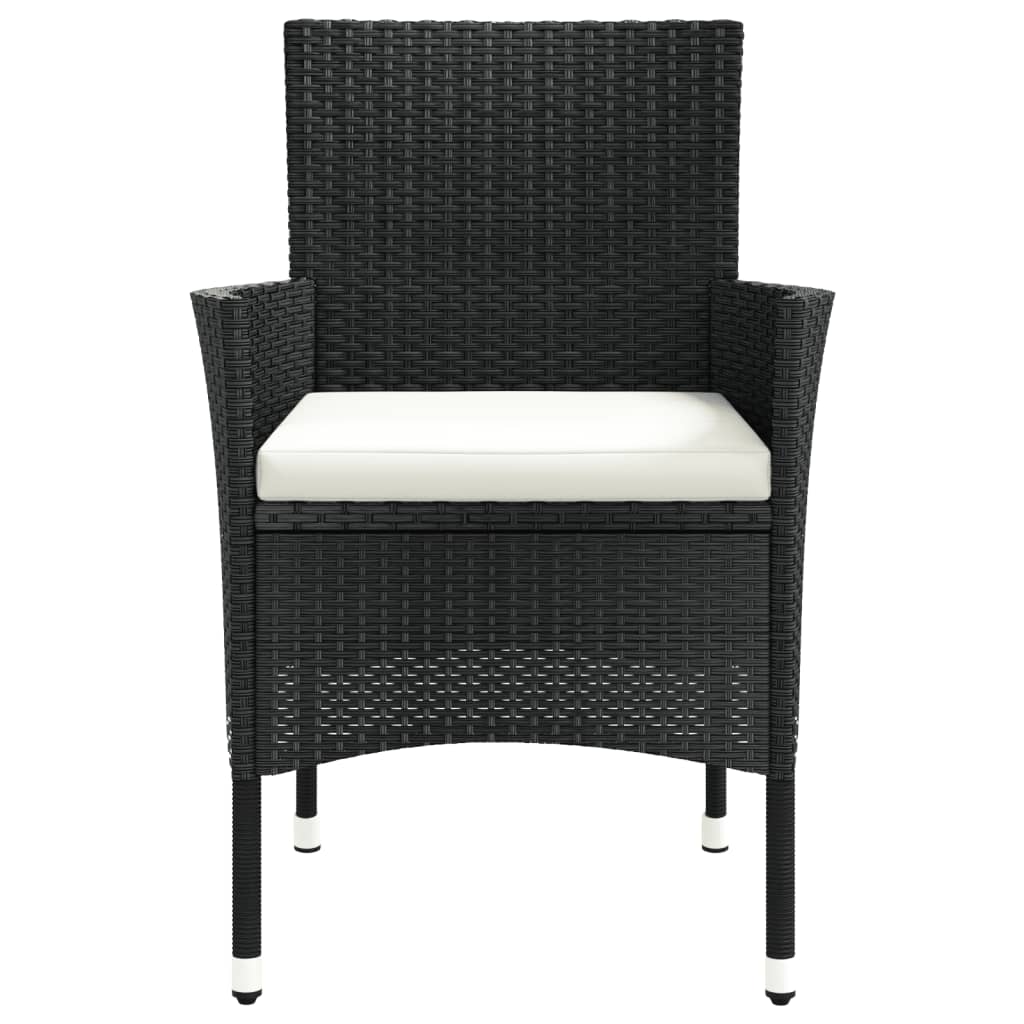 vidaXL Gartenstühle mit Kissen 2 Stk. Schwarz Poly Rattan