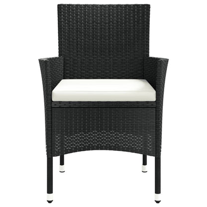 vidaXL Gartenstühle mit Kissen 2 Stk. Schwarz Poly Rattan