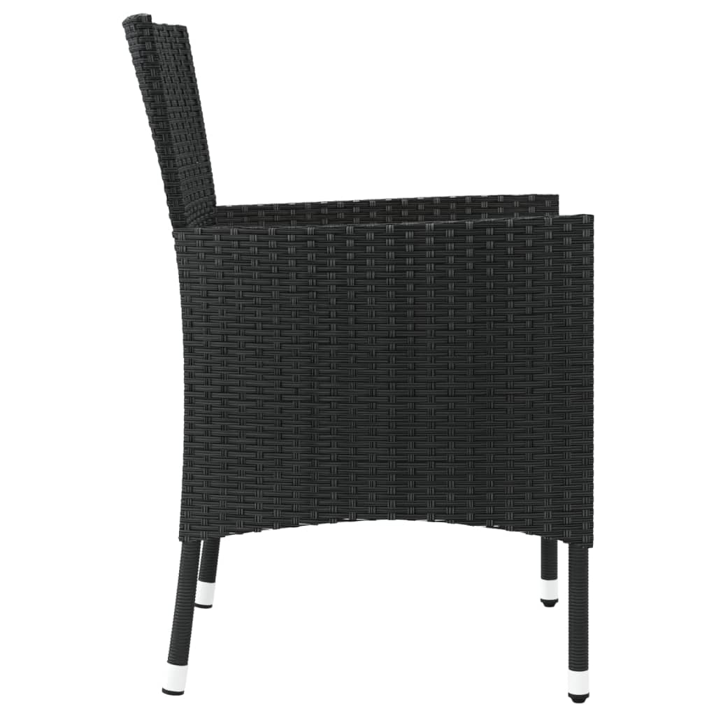 vidaXL Gartenstühle mit Kissen 2 Stk. Schwarz Poly Rattan