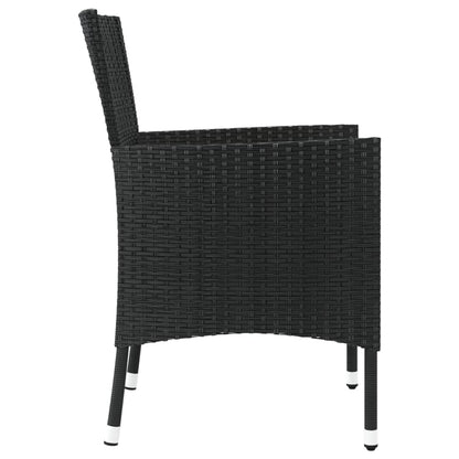 vidaXL Gartenstühle mit Kissen 2 Stk. Schwarz Poly Rattan