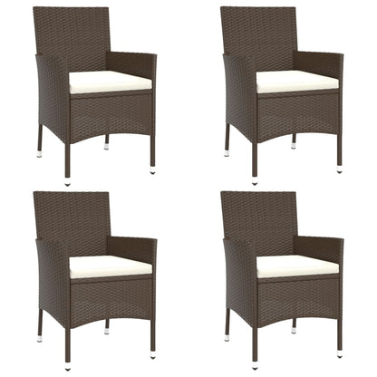 vidaXL Chaises de jardin avec coussins 4 pcs Marron Résine tressée