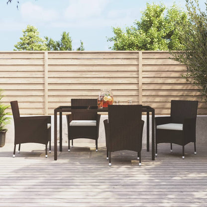 vidaXL Chaises de jardin avec coussins 4 pcs Marron Résine tressée