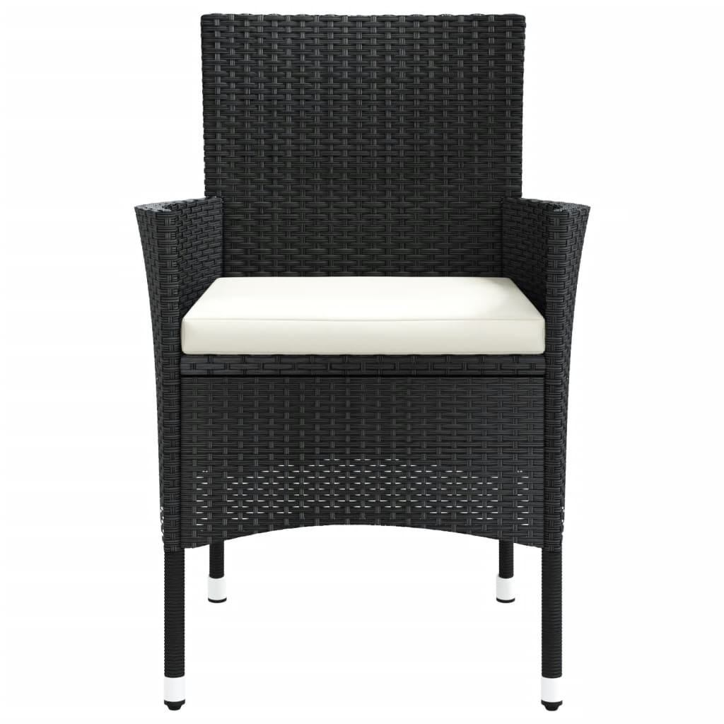vidaXL Gartenstühle mit Kissen 4 Stk. Schwarz Poly Rattan