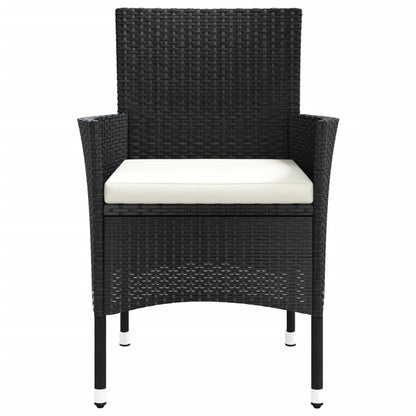 vidaXL Gartenstühle mit Kissen 4 Stk. Schwarz Poly Rattan