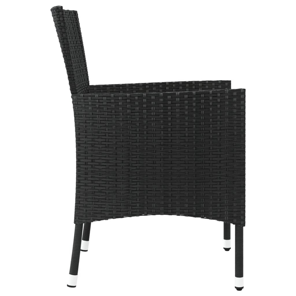 vidaXL Gartenstühle mit Kissen 4 Stk. Schwarz Poly Rattan