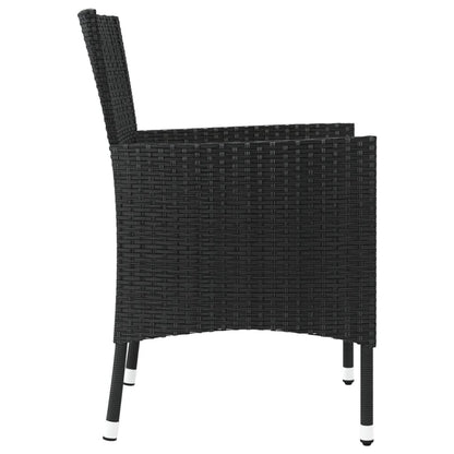 vidaXL Gartenstühle mit Kissen 4 Stk. Schwarz Poly Rattan