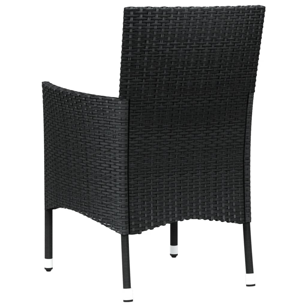 vidaXL Gartenstühle mit Kissen 4 Stk. Schwarz Poly Rattan