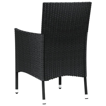 vidaXL Gartenstühle mit Kissen 4 Stk. Schwarz Poly Rattan