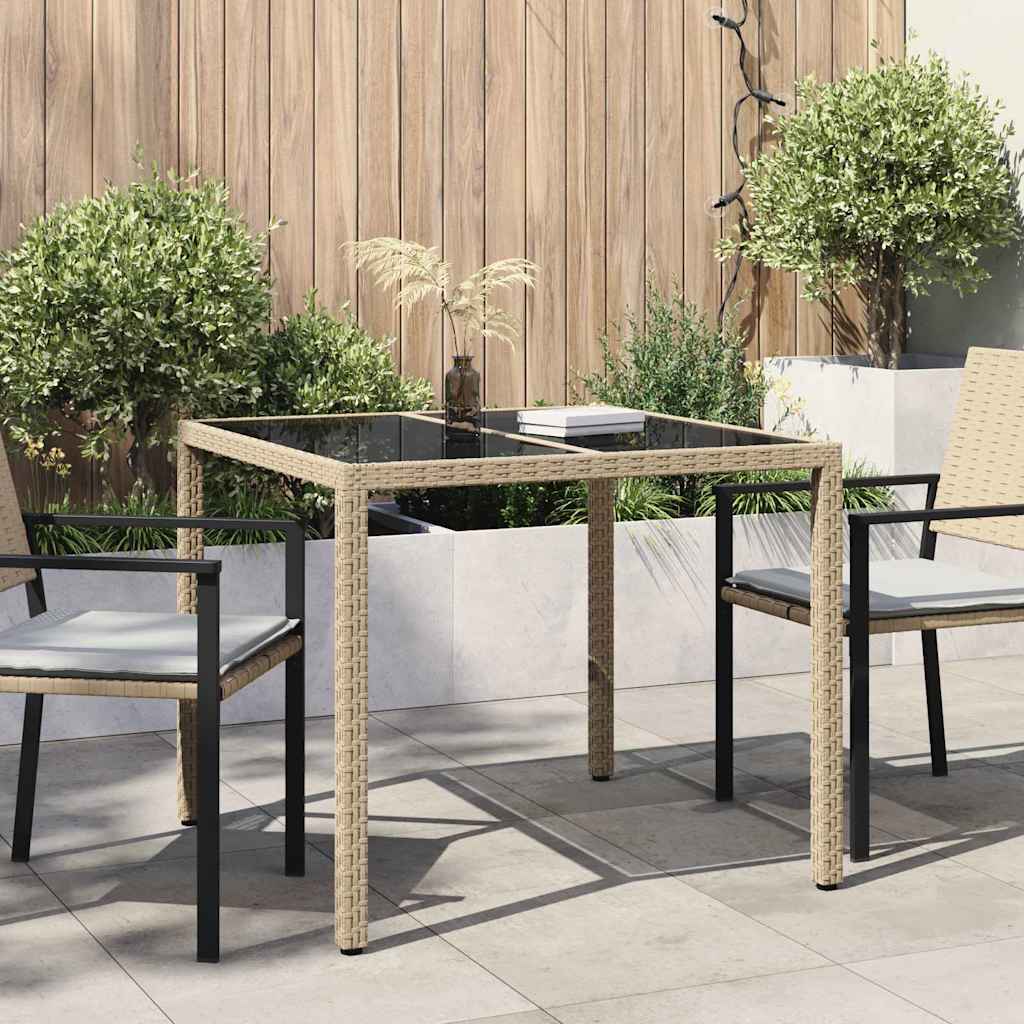 vidaXL Gartentisch Beige 90 x 90 x 75 cm Poly-Rattan