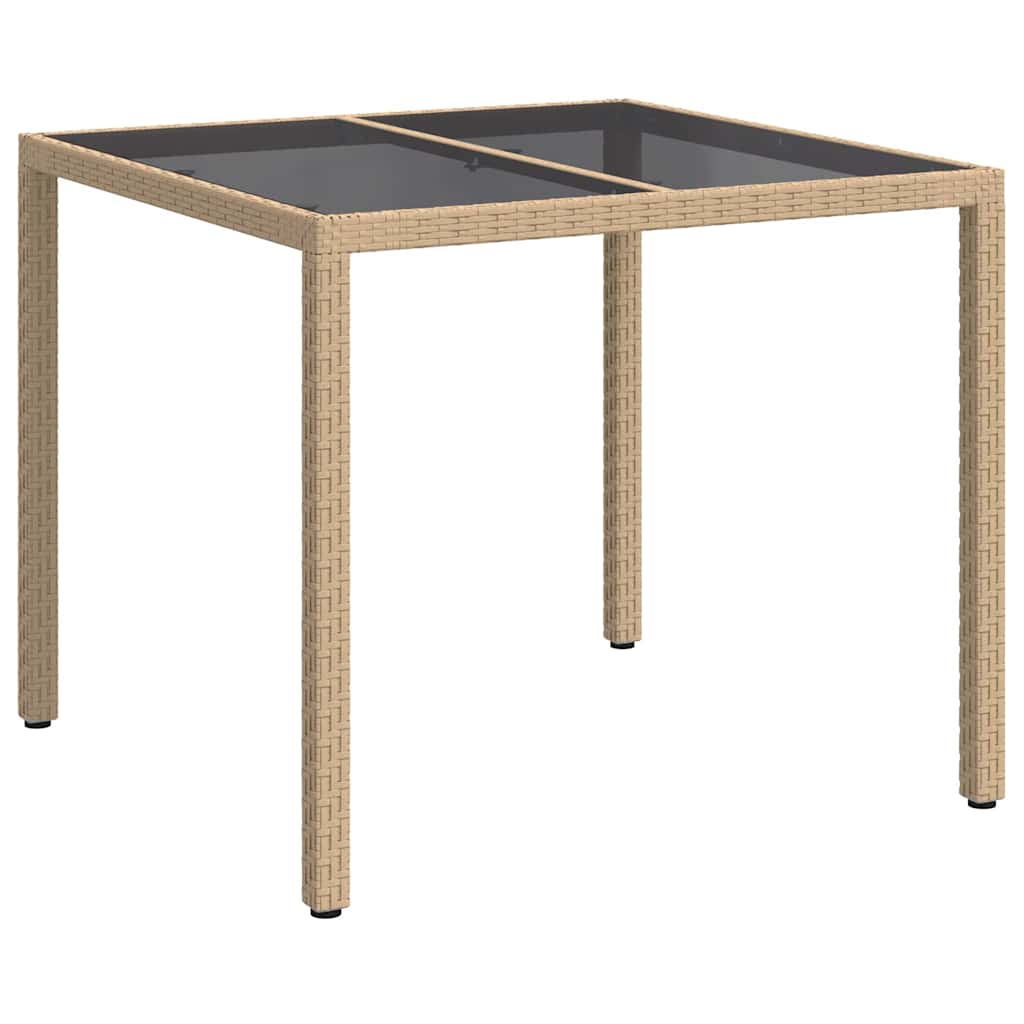 vidaXL Gartentisch Beige 90 x 90 x 75 cm Poly-Rattan
