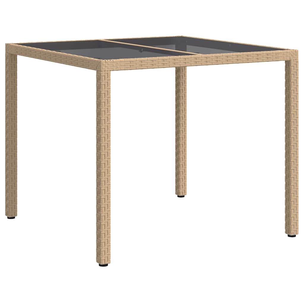 vidaXL Gartentisch Beige 90 x 90 x 75 cm Poly-Rattan