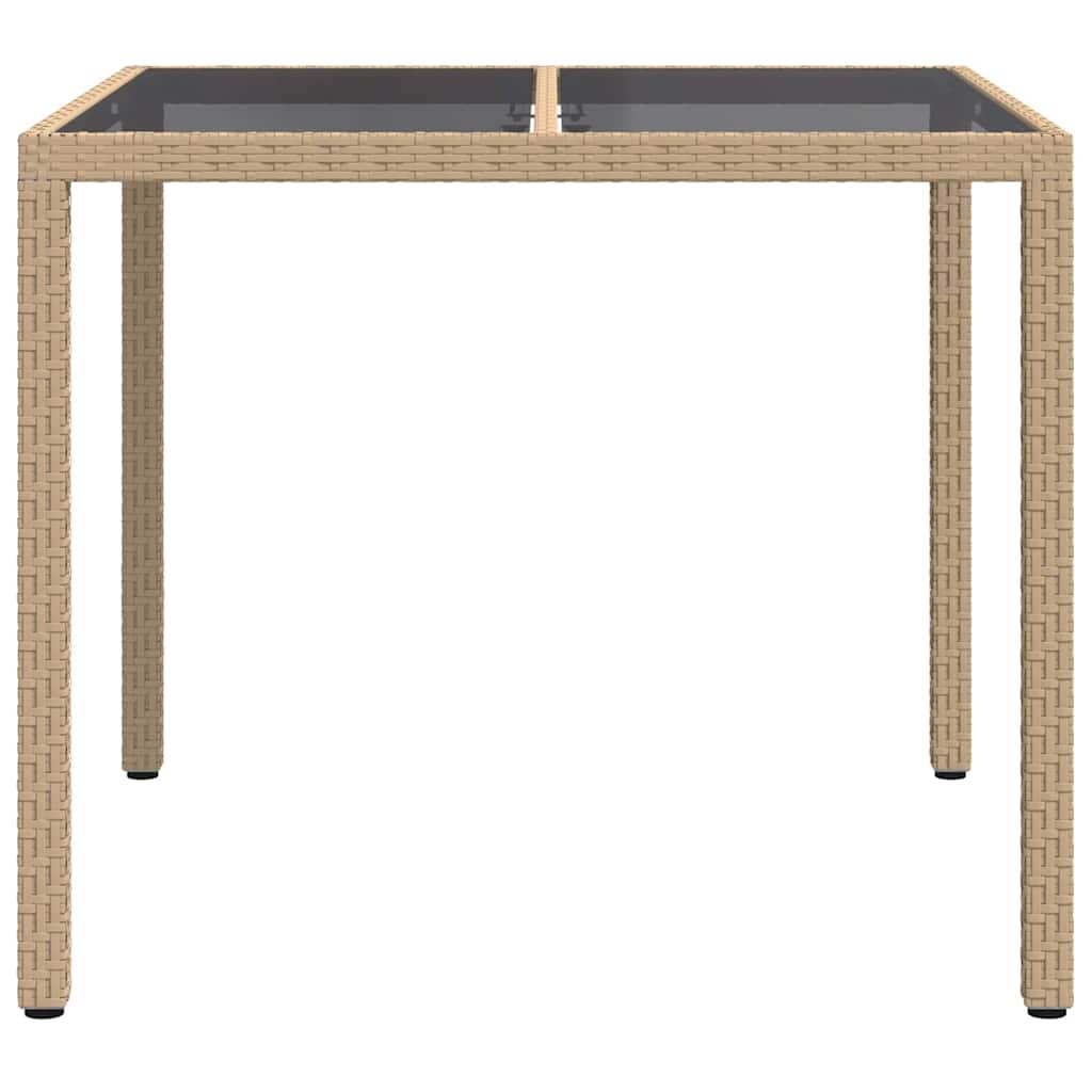 vidaXL Gartentisch Beige 90 x 90 x 75 cm Poly-Rattan