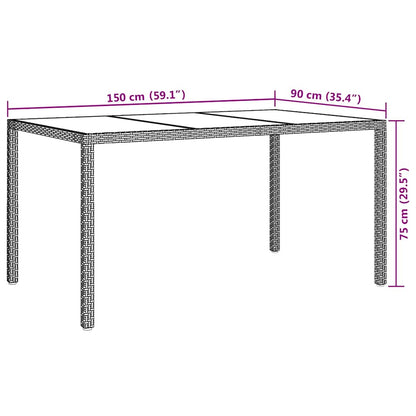 vidaXL Gartentisch Weiß 150 x 90 x 75 cm Poly-Rattan