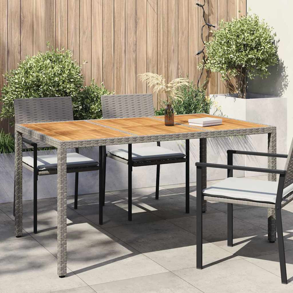 vidaXL Gartentisch Grau 150 x 90 x 75 cm Poly-Rattan