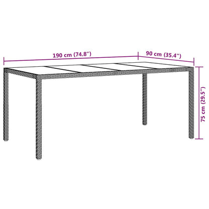vidaXL Gartentisch Weiß 190 x 90 x 75 cm Poly-Rattan