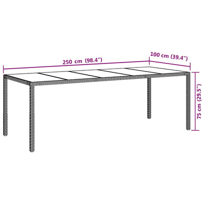 vidaXL Gartentisch Braun 250 x 100 x 75 cm Poly-Rattan