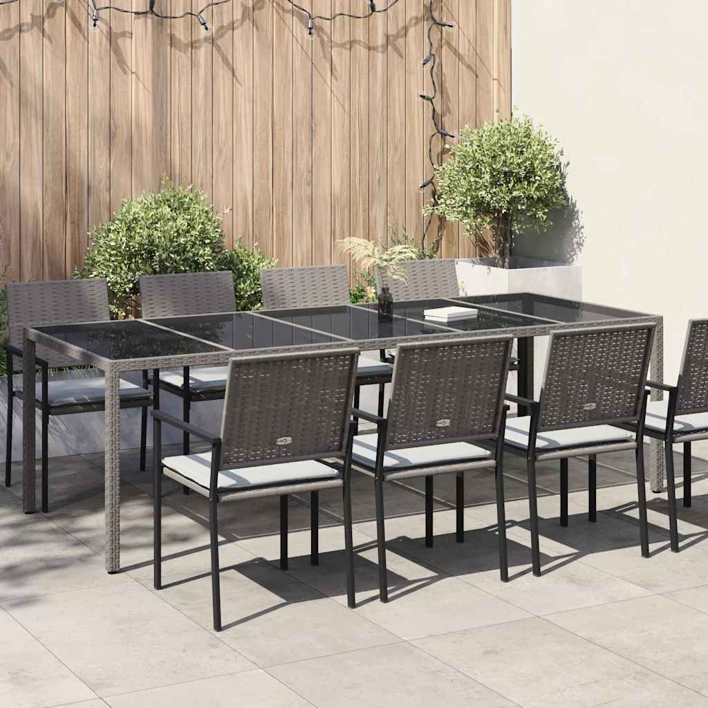 vidaXL Gartentisch Grau 250 x 100 x 75 cm Poly-Rattan
