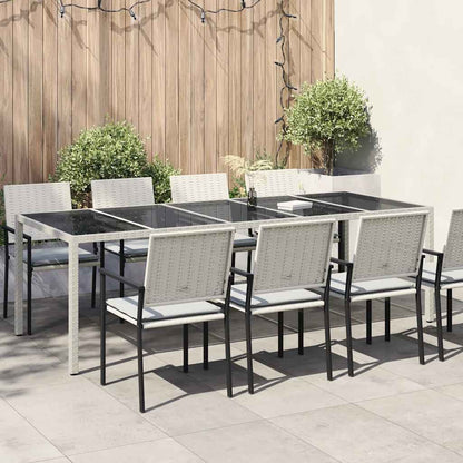 vidaXL Gartentisch Weiß 250x100x75 cm Poly Rattan und Hartglas
