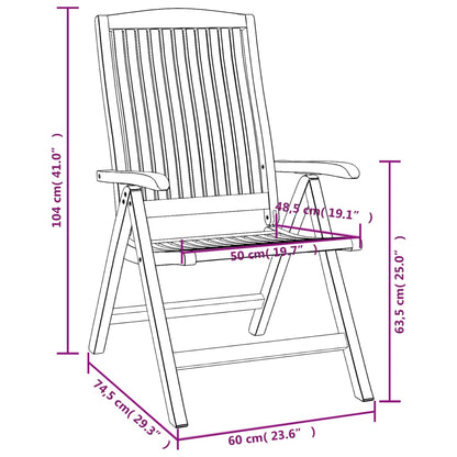 vidaXL Gartenstühle 2 Stk. Verstellbar Massivholz Teak