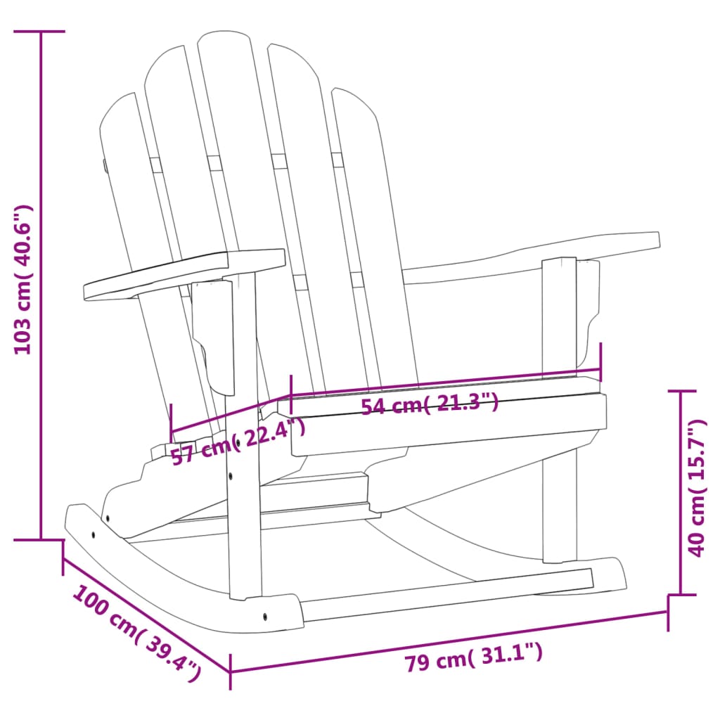 vidaXL Chaises à bascule Adirondack 2 pcs 79x100x103 cm Bois de teck massif