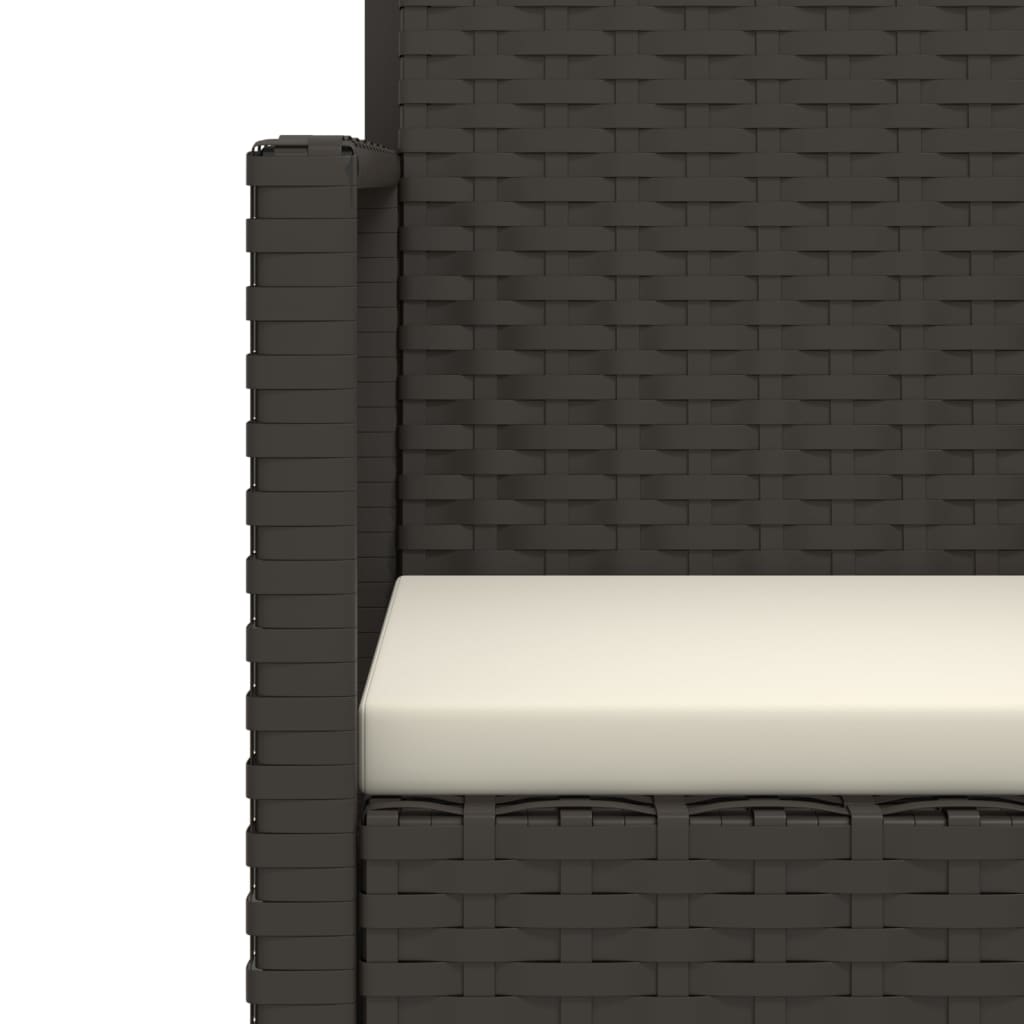 vidaXL Gartensessel mit Kissen Schwarz Poly Rattan