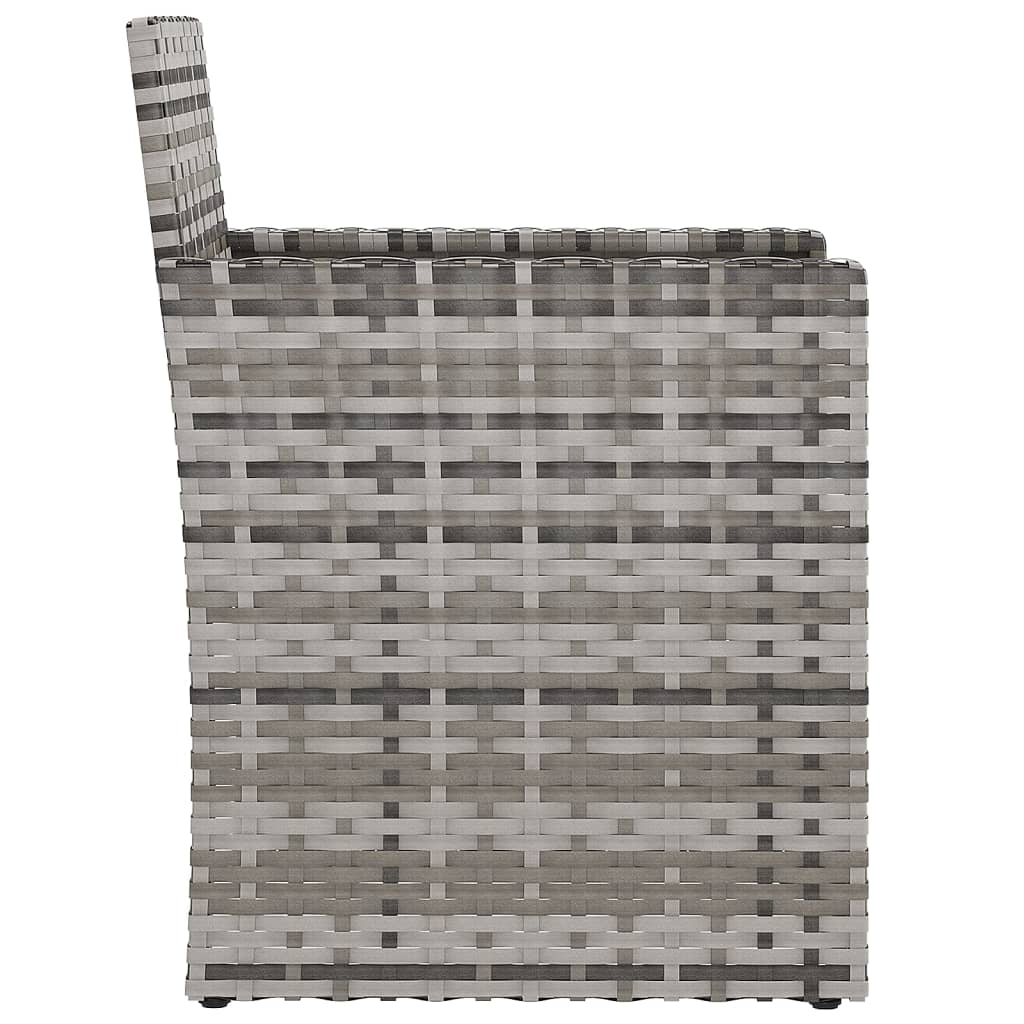 vidaXL Gartensessel mit Kissen Grau Poly Rattan