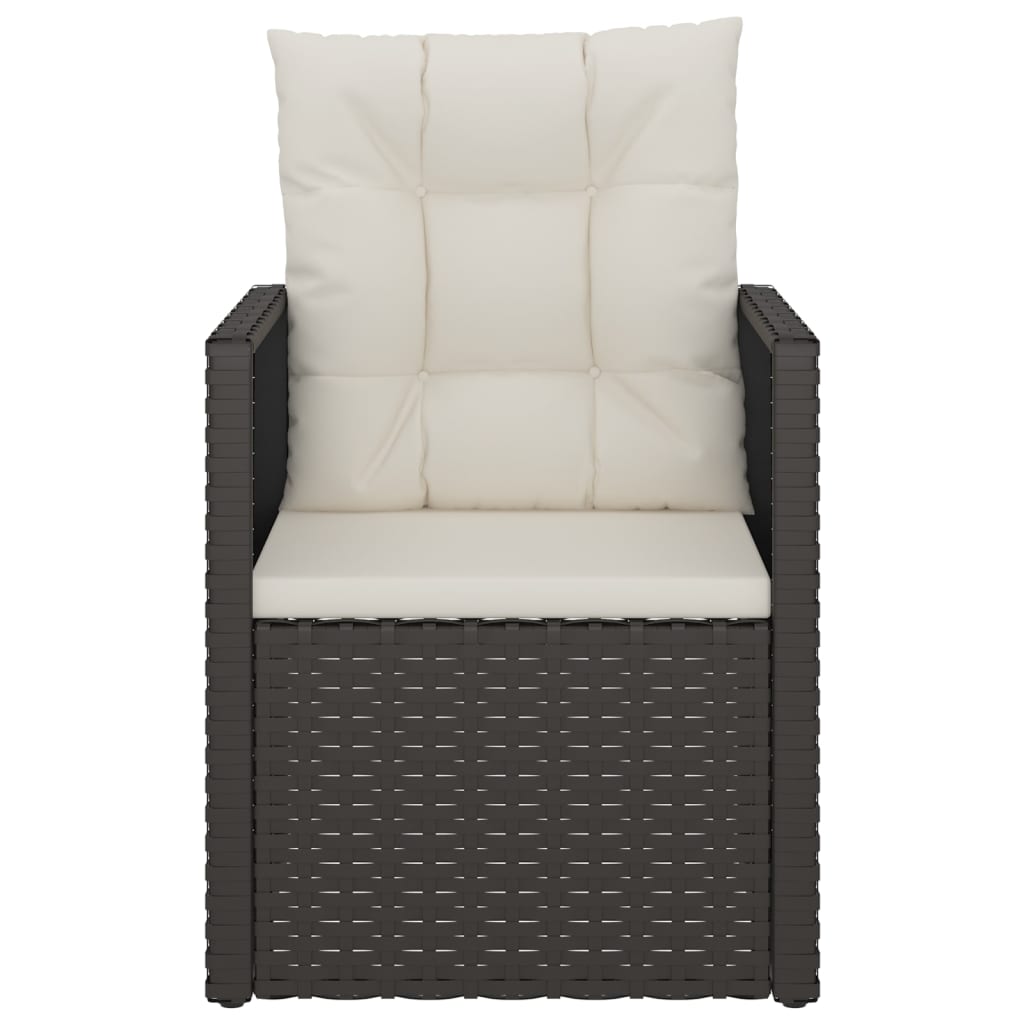 vidaXL Gartensessel mit Kissen Schwarz Poly Rattan