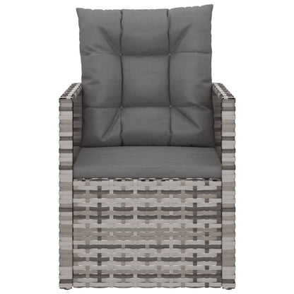 vidaXL Gartensessel mit Kissen Grau Poly Rattan