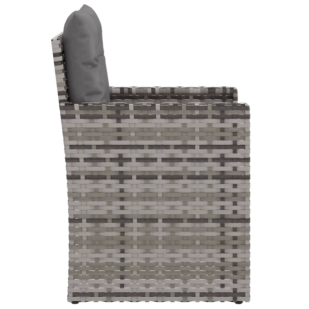 vidaXL Gartensessel mit Kissen Grau Poly Rattan