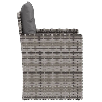 vidaXL Gartensessel mit Kissen Grau Poly Rattan
